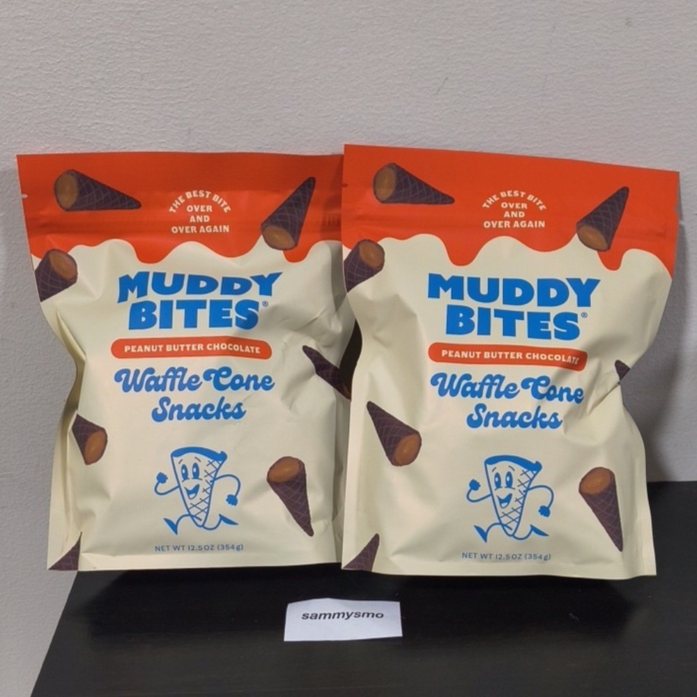 Muddy Bites Peanut Butter Chocolate Waffle Cone Snacks 12.5 oz x2 bags